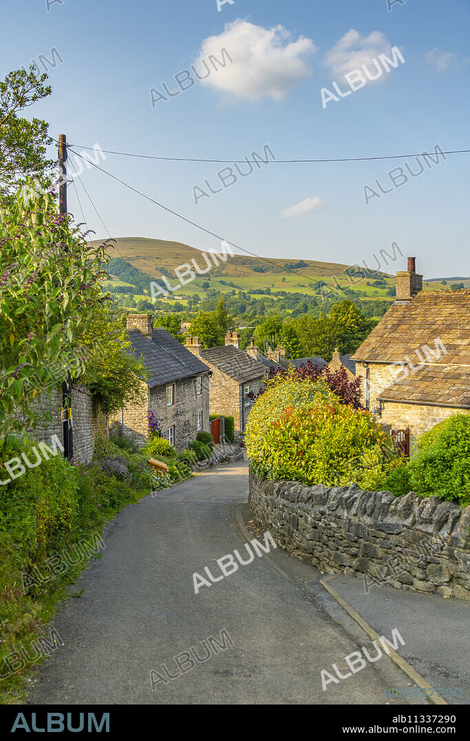 View of Castleton village in the Hope Valley, Peak District National Park, Derbyshire, England, United Kingdom, Europe.