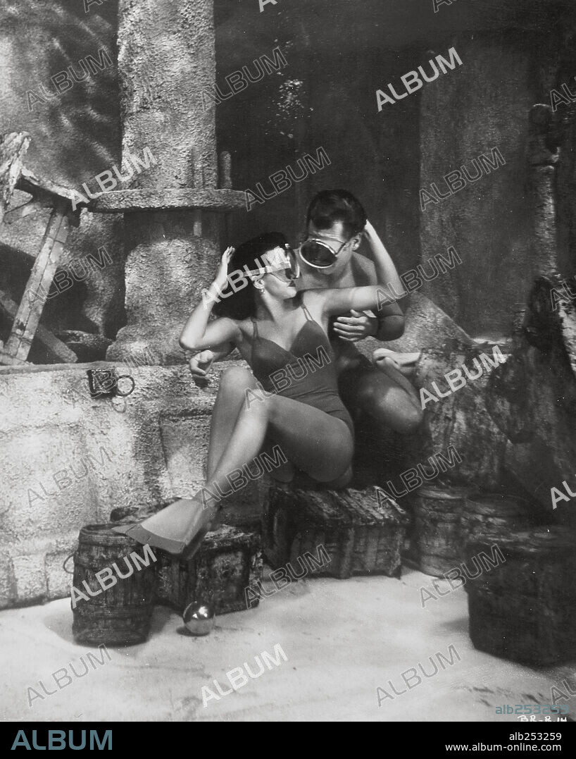 JANE RUSSELL and RICHARD EGAN in UNDERWATER!, 1955, directed by JOHN STURGES. Copyright RKO.