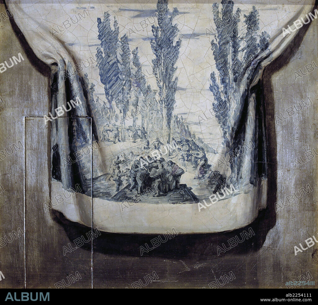 JOSEP MARIA SERT. SERT , JOSE MARIA. PINTOR ESPAÑOL. BARCELONA 1874 - 1945. " LA SARDANA " , BOCETO CASA D. FRANCISCO CAMBO. OLEO SOBRE MADERA. COLECCION Dr. PUIGVERT.