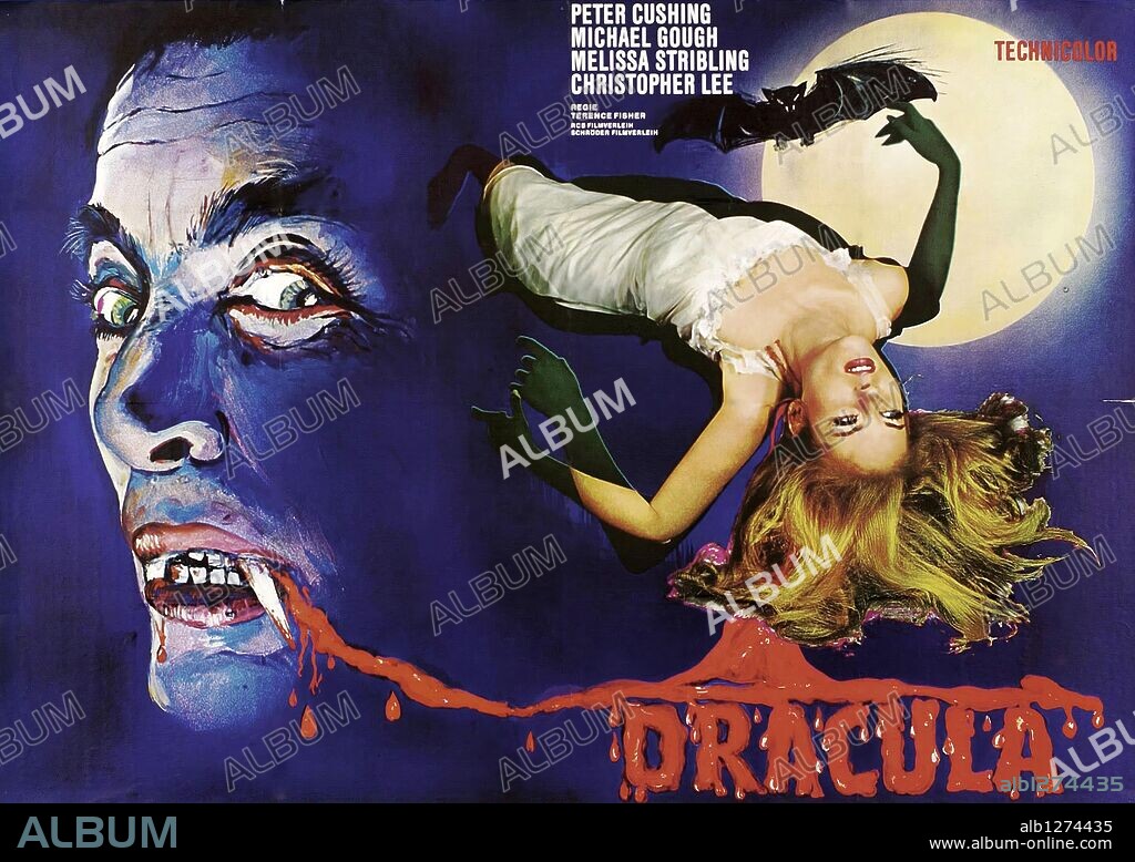 Plakat zu DRACULA, 1958, unter der Regie von TERENCE FISHER. Copyright HAMMER FILM PRODUCTIONS.