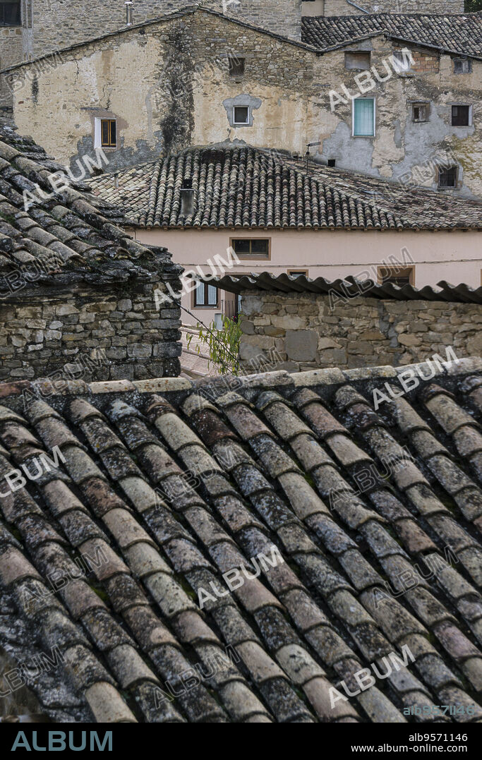 tejados tipicos, Abizanda ,, Provincia de Huesca, Comunidad Autónoma de Aragón, cordillera de los Pirineos, Spain, europe.