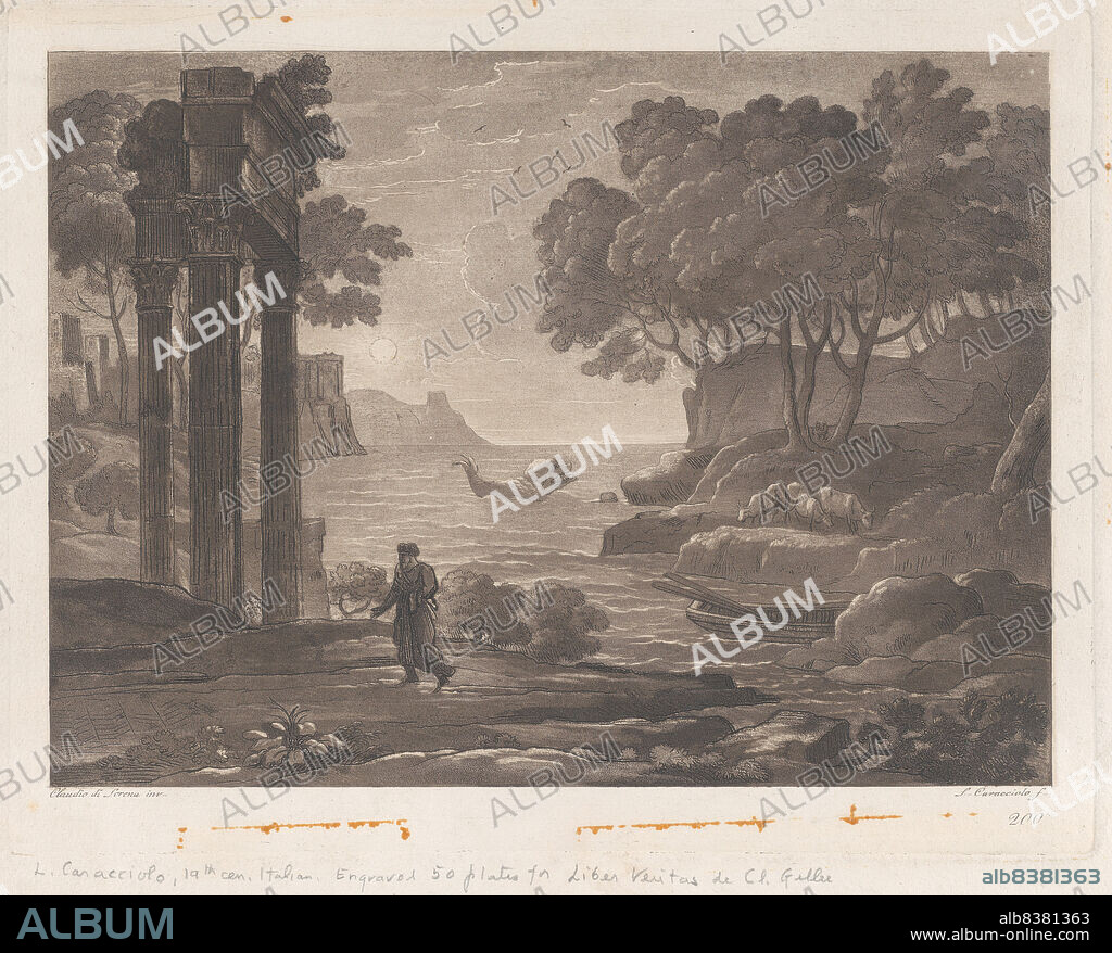 LUDOVICO CARACCIOLO. Seascape, after Claude Lorrain's "Liber Veritatis", 1815.