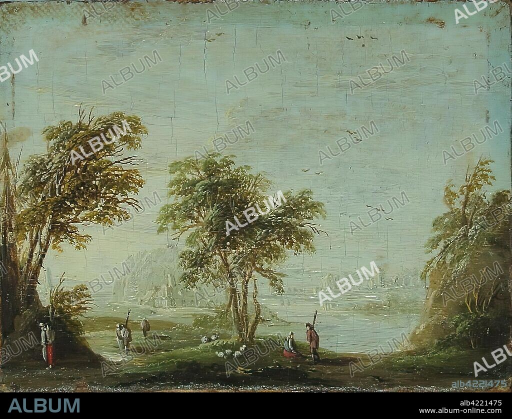JEAN-PIERRE NORBLIN DE LA GOURDAINE (?). 'Landscape with a Lake'. Germany, Late 18th-early 19th centuries. Dimensions: 8,8x11,3 cm.