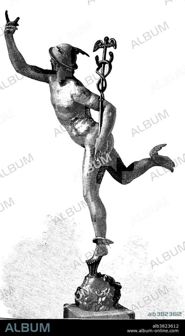 Mercury was a messenger who wore winged sandals and a god of trade, thieves, and travel, the son of Maia Maiestas and Jupiter in Roman mythology. His characteristics and mythology were borrowed from the analogous Greek god, Hermes. Mercury has influenced the name of many things in a variety of scientific fields, such as the planet Mercury, and the element mercury. The word mercurial is commonly used to refer to something or someone erratic, volatile or unstable, derived from Mercury's swift flights from place to place. He is often depicted holding the Caduceus in his left hand.