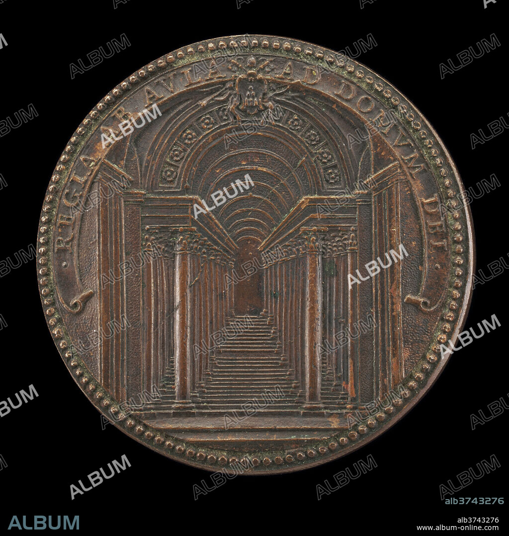 GASPARO MORONE MOLA. The Scala Regia at the Vatican [reverse]. Dated: 1663. Dimensions: overall (diameter): 4.03 cm (1 9/16 in.)  gross weight: 37.69 gr (0.083 lb.)  axis: 12:00. Medium: bronze.