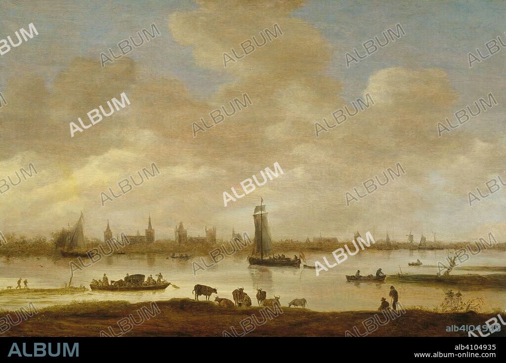 JAN VAN GOYEN (MENTIONED ON OBJECT). View of an Imaginary Town on a River with the Tower of Saint Pol in Vianen (River Landscape with View of Vianen). Dating: 1649. Place: Vianen. Measurements: support: h 65 cm × w 97 cm; d 4 cm.