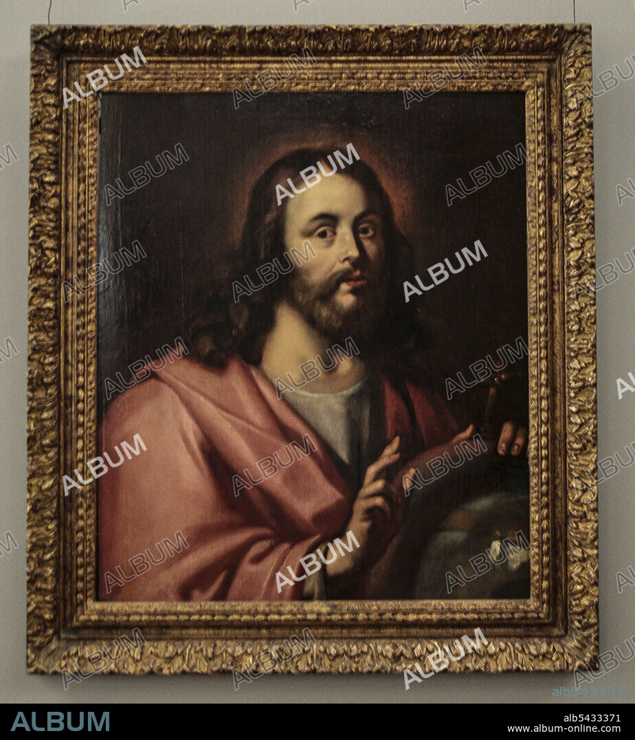 Zagreb, Croatia, Republika Hrvatska, Europe. Mimara Museum (Muzej Mimara). Follower of Antoon van Dyck, Salvator Mundi, (1599-1641), circa 1618-1620, oil on panel.