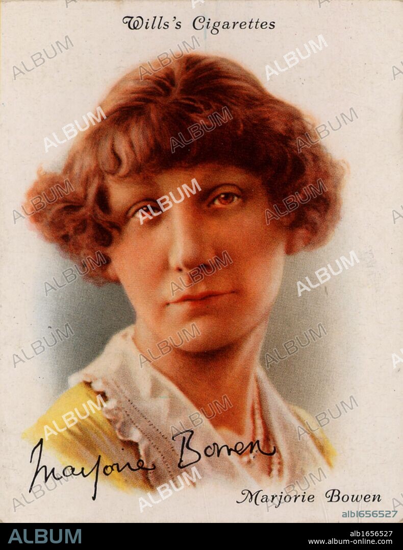 Marjorie Bowen (1885-1952), one of the pseudonyms of Gabrielle Margaret Vere Long, born Campbell.  British novelist, biographer and essayist, writer of historical novels and children's stories. From a series of cards of "Famous British Authors" (London, 1937). (Photo by: Universal History Archive/UIG via Getty Images).