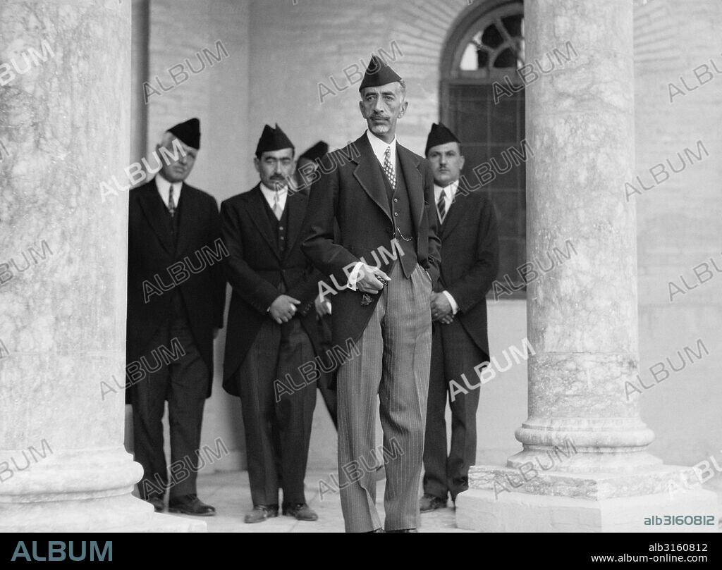 Baghdad, Iraq: October 6, 1932 King Faisal at the Royal Palace in Baghdad during the celebration of Iraq becoming a member of the League of Nations.