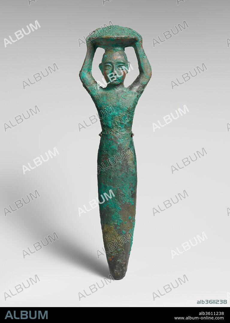 Foundation figure of king Shulgi of Ur, carrying a basket. Culture: Neo-Sumerian. Dimensions: 12 1/4 x 2 3/16 in. (31.1 x 5.6 cm). Date: ca. 2094-2047 B.C..