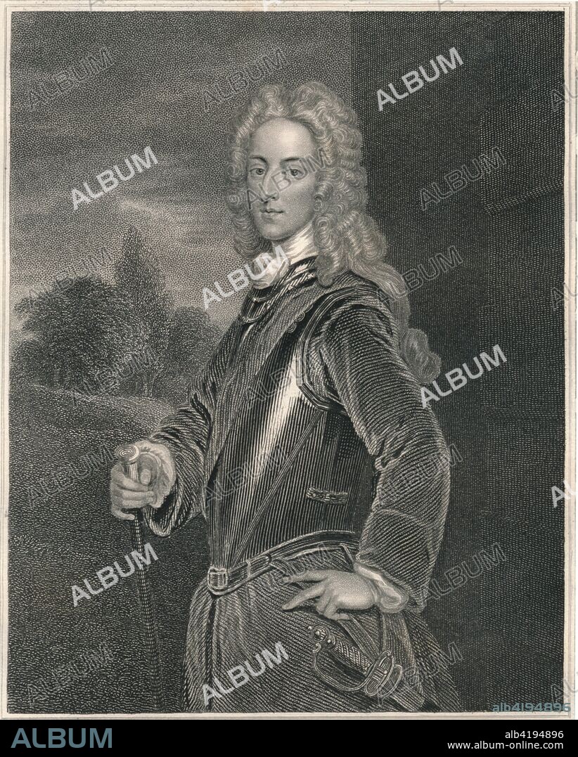 'John, Duke of Montagu', (early-mid 19th century). Portrait of English peer John Montagu, 2nd Duke of Montagu (1690-1749). Montagu was governor of the islands of Saint Lucia and Saint Vincent in the West Indies. 'From the original of Kneller, in the collection of The Right Honourable The Earl of Egremont'. [The London Printing and Publishing Company, London].