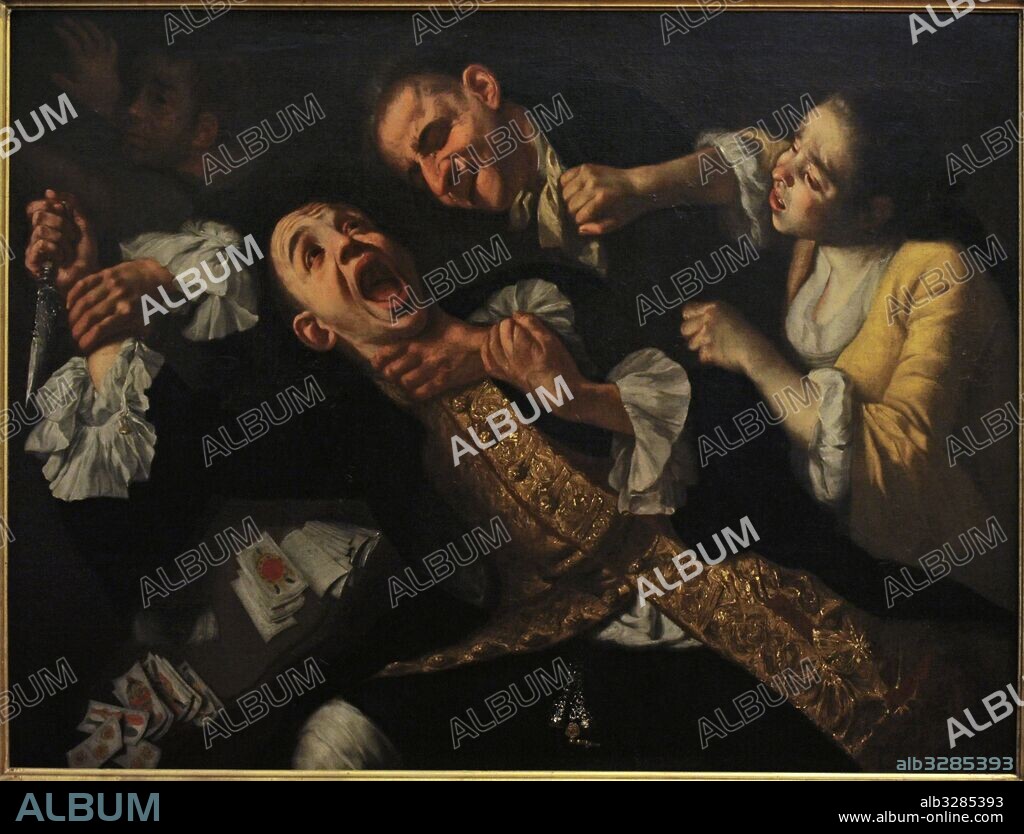 Gaspare Traversi (1722-1770). Pintor italiano de estilo Rococó. "La Pelea", 1753-54. Oleo sobre tela. Museo de Capodimonte, Nápoles. Italia.