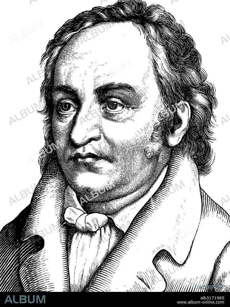 Digital improved image of jean paul richter, also known as jean paul, german writer, 1763 - 1825, portrait, historic illustration, 1880.