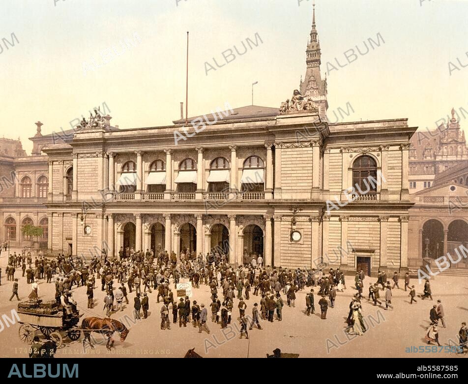Hamburg, Börse am Adolfsplatz (1836-41 erbaut von Carl Ludwig Wimmel und Franz Gustav Joachim Forsmann). Außenansicht. Photochrom, undat. (um 1890/1900).