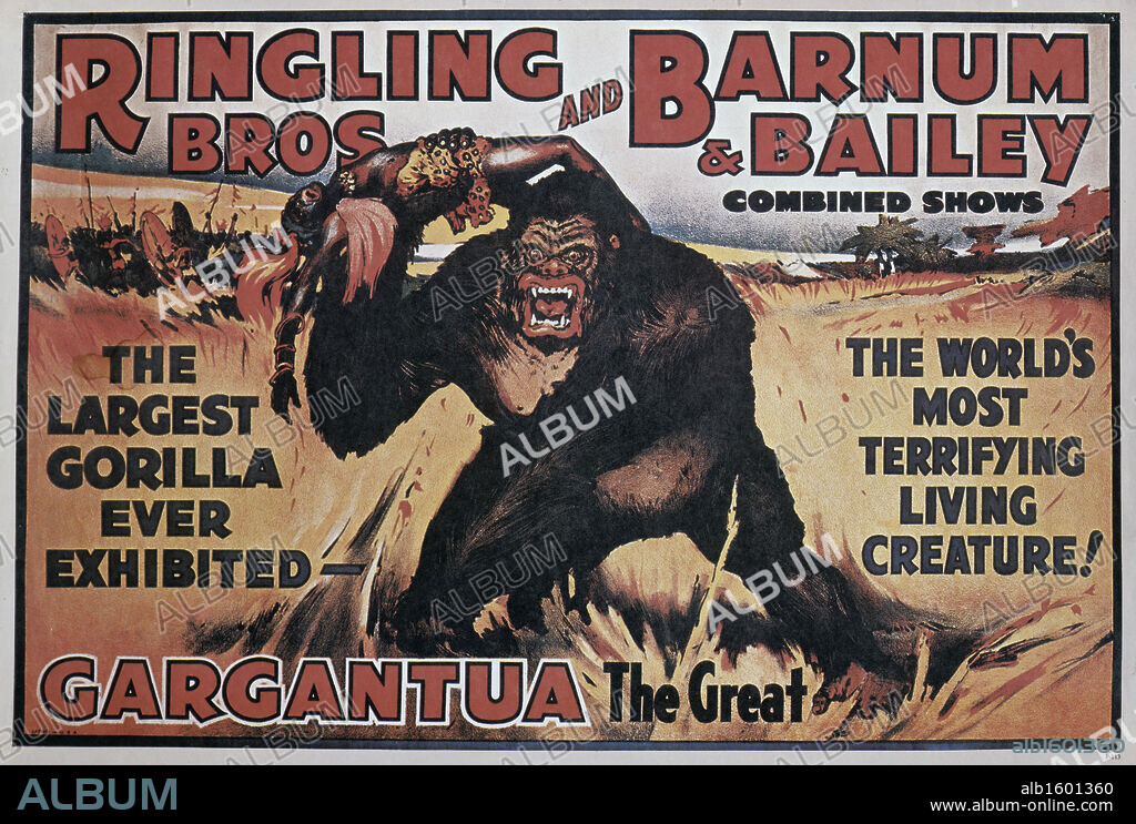 The Largest Gorilla, Ringling Bros and Barnum and Bailey, Gargantua poster, Nostalgia UK, 500.