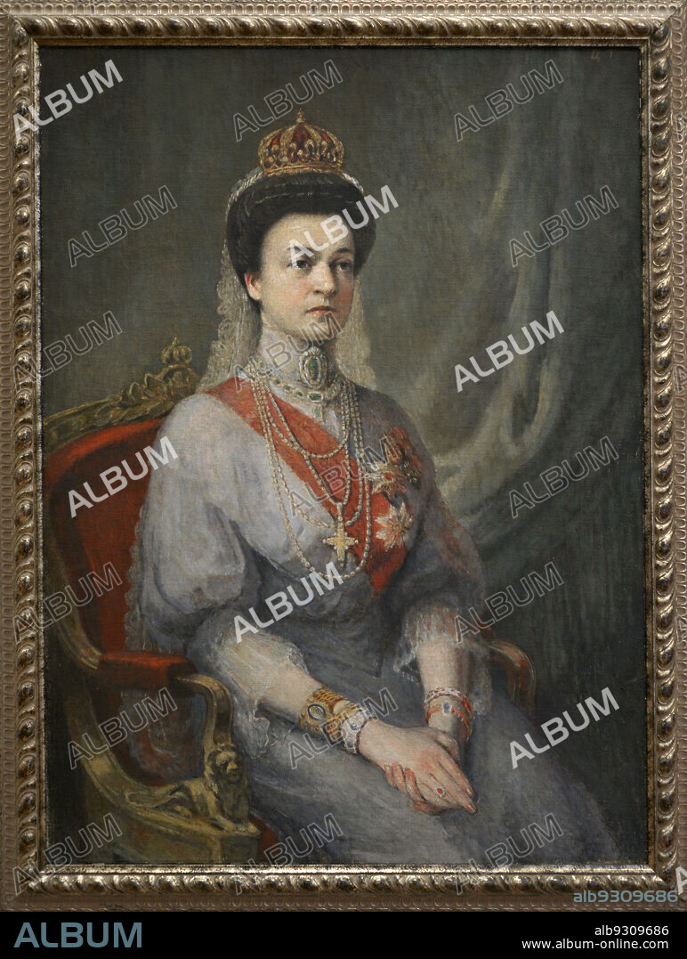 TSENO TODOROV (1877-1953). ARTIST ACTIVE IN BULGARIA.. Eleonora Reuss of Köstritz (1860-1917). Queen consort of Bulgaria. Wife of Tsar Ferdinand I of Bulgaria. Portrait of Queen Eleonora, 1909, by Tseno Todorov (1877-1953). Part of the Collection of Tsar Ferdinand I. National Art Gallery. Sofia. Bulgaria.