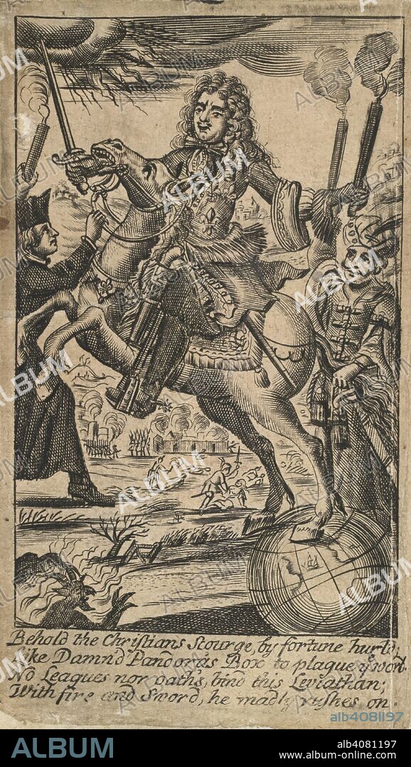 Louis XIV, known as Le Roi Soleil ('The Sun King') (1638-1715). King of France from 1643. The Most Christian Turk: or a view of the life and bloody reign of Lewis XIV., etc. H. Rhodes: London, 1690. Source: 9220.bb.6, frontispiece.