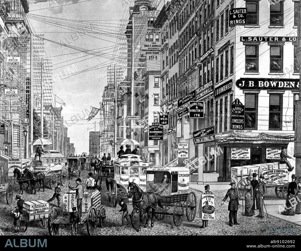 Broadway New York, 1880, as Tchaikovsky would have seen it on his visit to the United States. Tchaikovsky by John Warrack page 244.