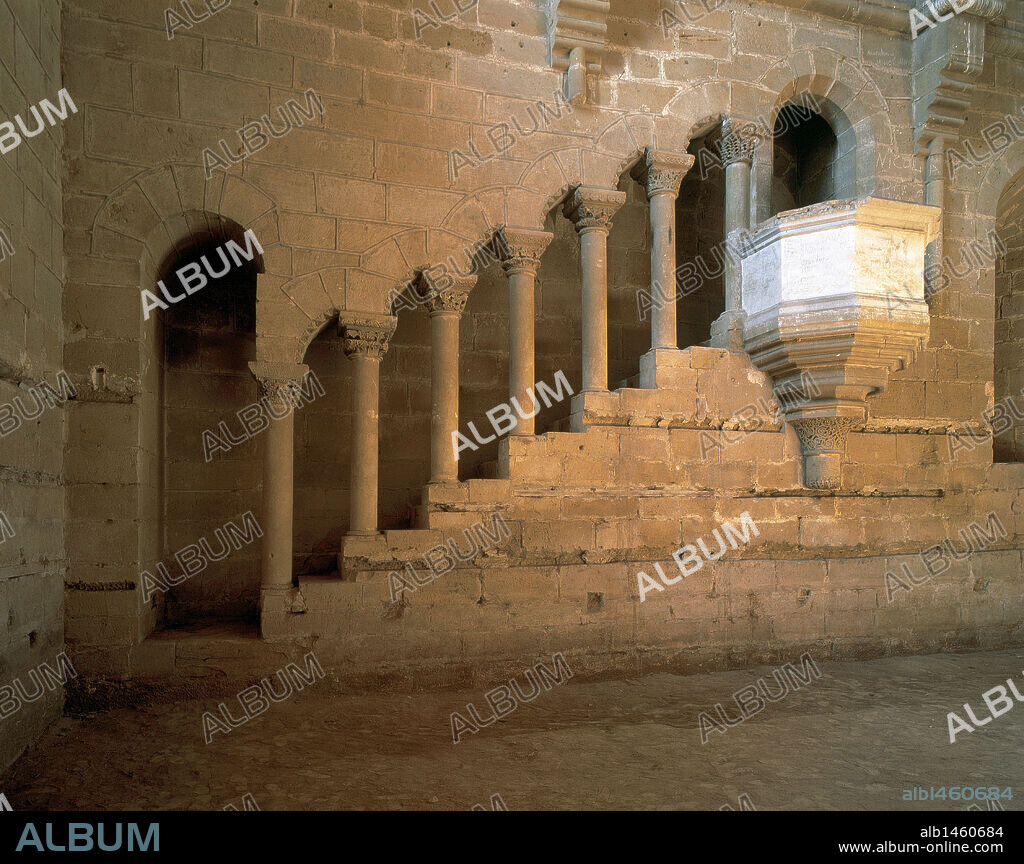 Gothic Art. Spain. 13th century. Monastery of Our Lady of Rueda. Cistercian Order. Stairs leading to the pulpit of the refectory. Sastago. Aragon.