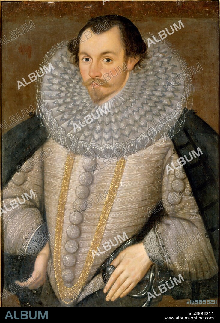 HIERONIMO CUSTODIS. A Man, called Sir Martin Frobisher Kt. Date/Period: 17th century copy of original of ca. 1590. Painting. Oil on canvas Oil. Height: 819 mm (32.24 in); Width: 594 mm (23.38 in).