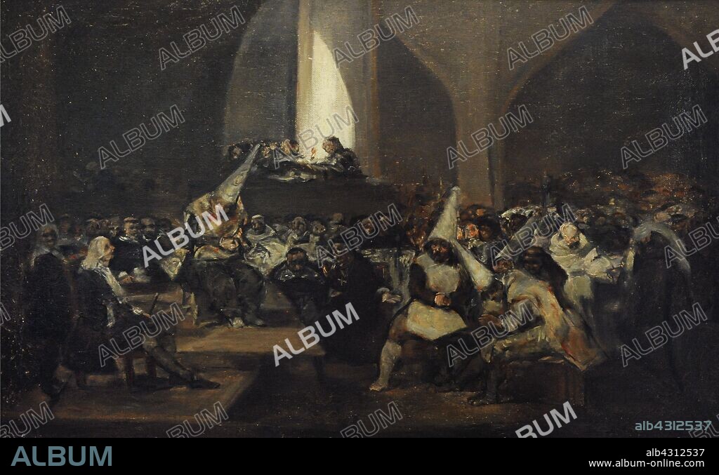 Copia de Eugenio Lucas (1817-1870) de la misma obra de Francisco de Goya. Juicio de la Inquisición, hacia 1819. Óleo sobre lienzo. Museo de Historia. Madrid. España.