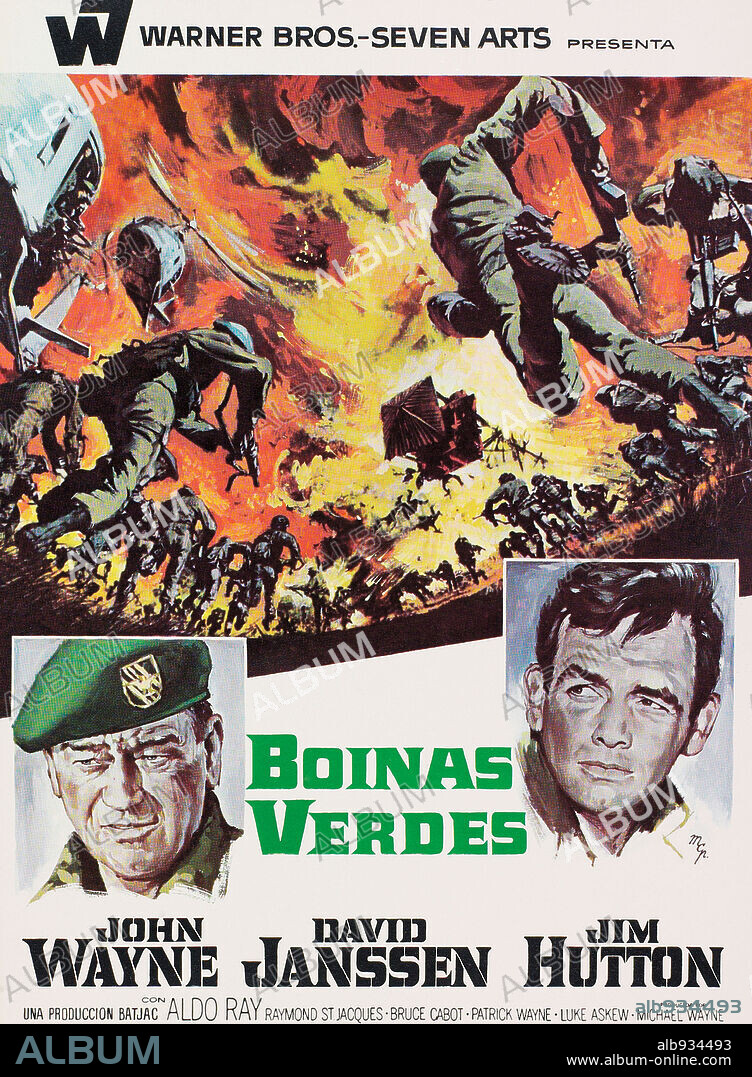 Poster of THE GREEN BERETS, 1968, directed by JOHN WAYNE and RAY KELLOGG. Copyright WARNER BROS/SEVEN ARTS.