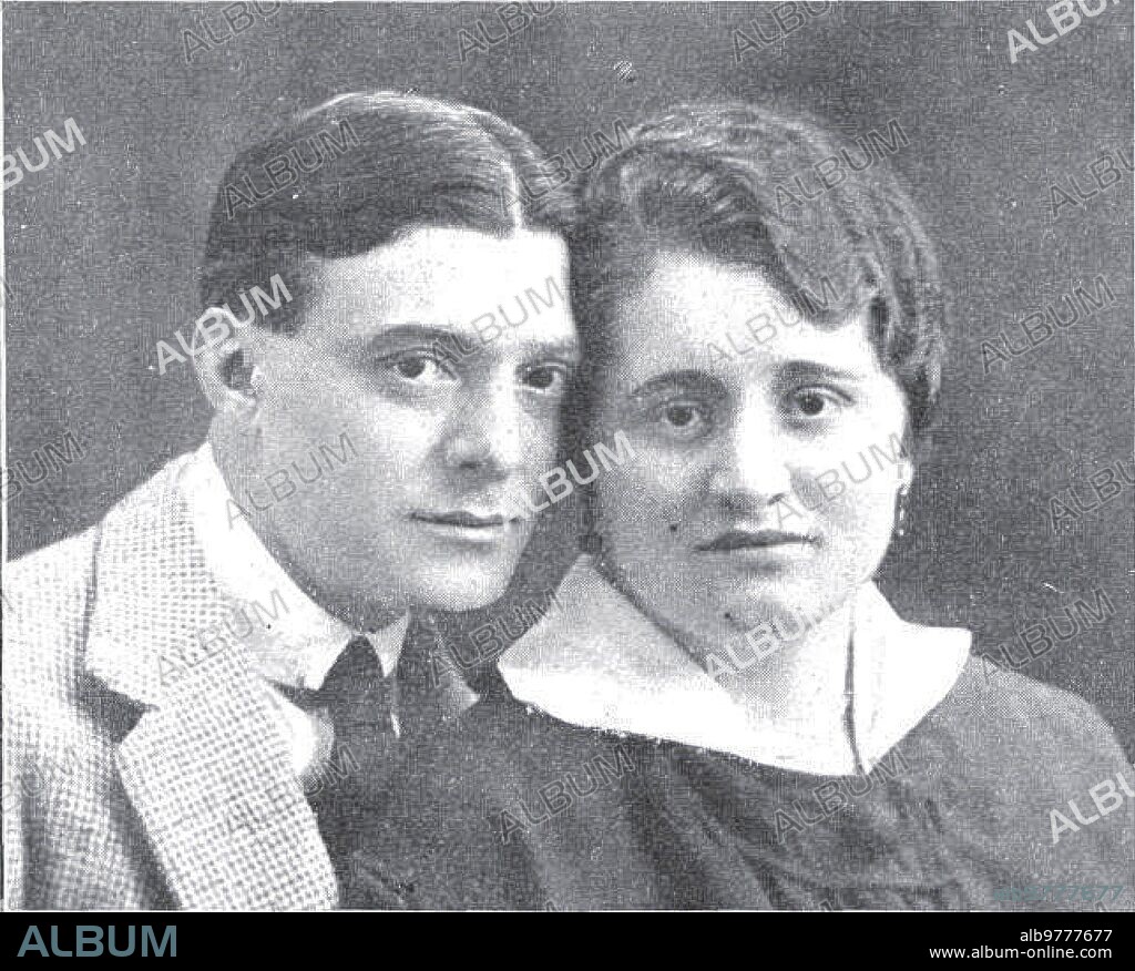 1916. Eduardo Arcos, known as "Fantomas" or "The King of Thieves", with his lover Leonor Fiorovanti, who were arrested by the Police and placed at the disposal of the court. Photograph taken from a newspaper of the time.