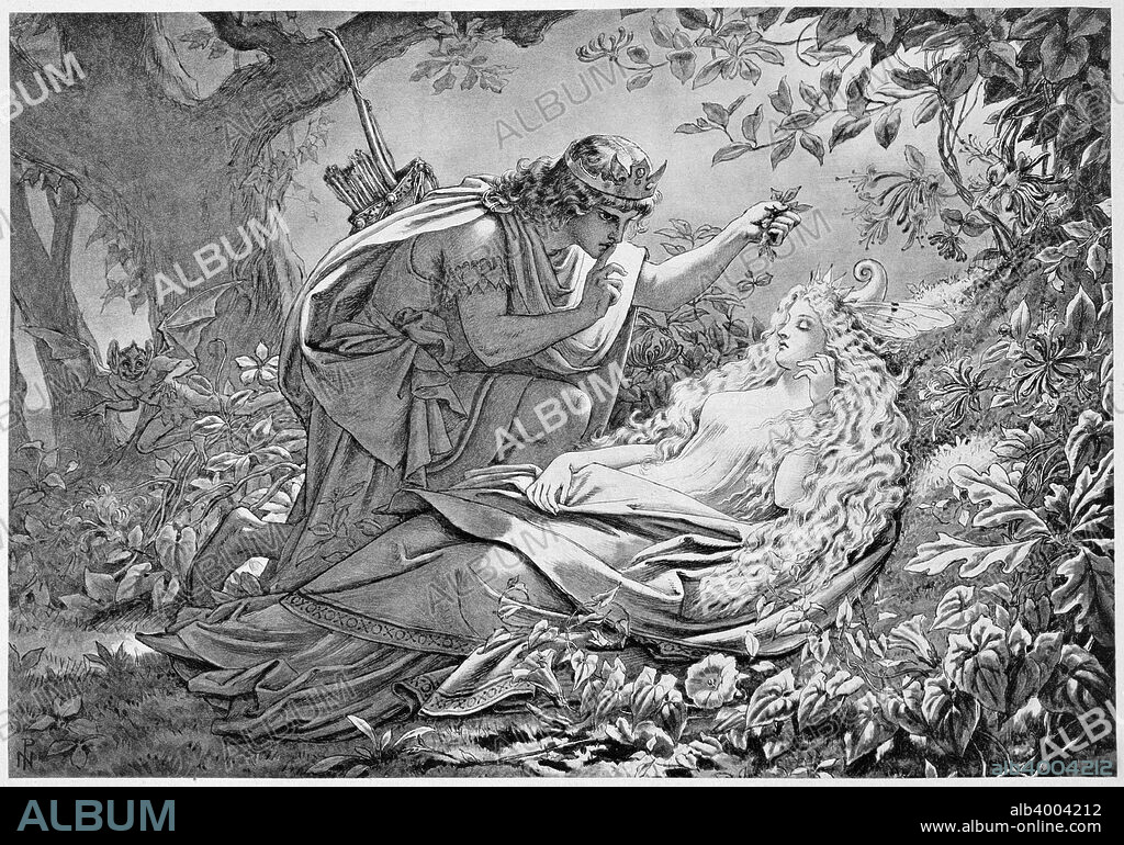 Oberon and Titania, 19th century. Oberon, King of the Fairies, and his consort, Titania, from Shakespeare's A Midsummer Night's Dream.