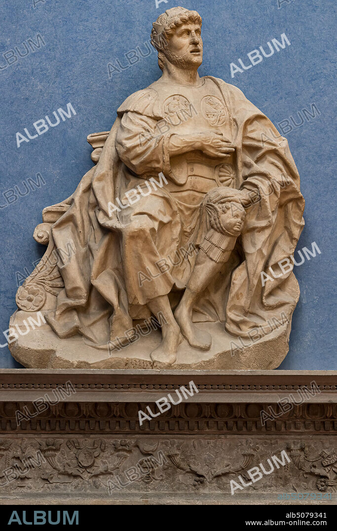 Follower of Giovan Antonio Amadeo: series of "warriors in ancient attire, Achilles", mid XV century, marble.