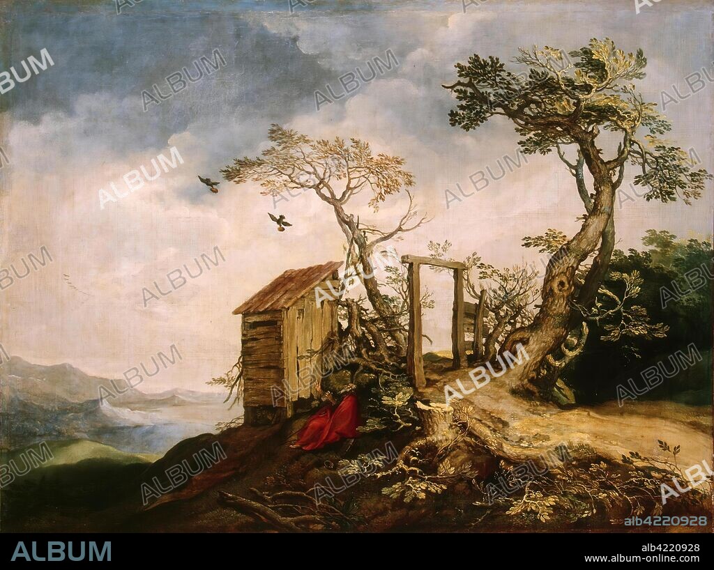 ABRAHAM BLOEMAERT. 'Landscape with the Prophet Elijah in the Desert'. Holland, Between 1605 and 1615. Dimensions: 72x97 cm.
