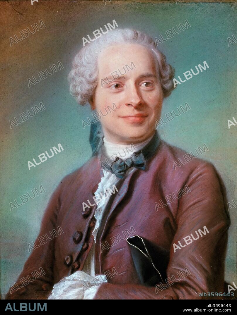 MAURICE QUENTIN DE LA TOUR. Portrait of Jean le Rond D'Alembert (1717-1783).