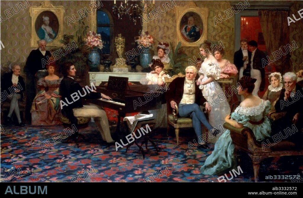 HENRYK SIEMIRADZKI. Chopin Playing the Piano in Prince Radziwill's Salon.