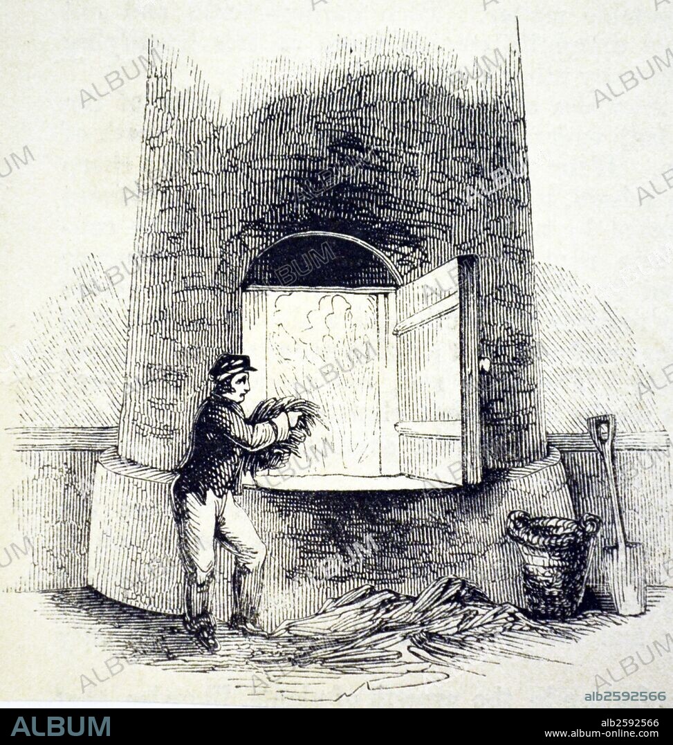 Burning damaged tobacco on which no duty had been paid: Tobacco warehouse, London Docks. Woodcut, London, 1841. Photo by: .