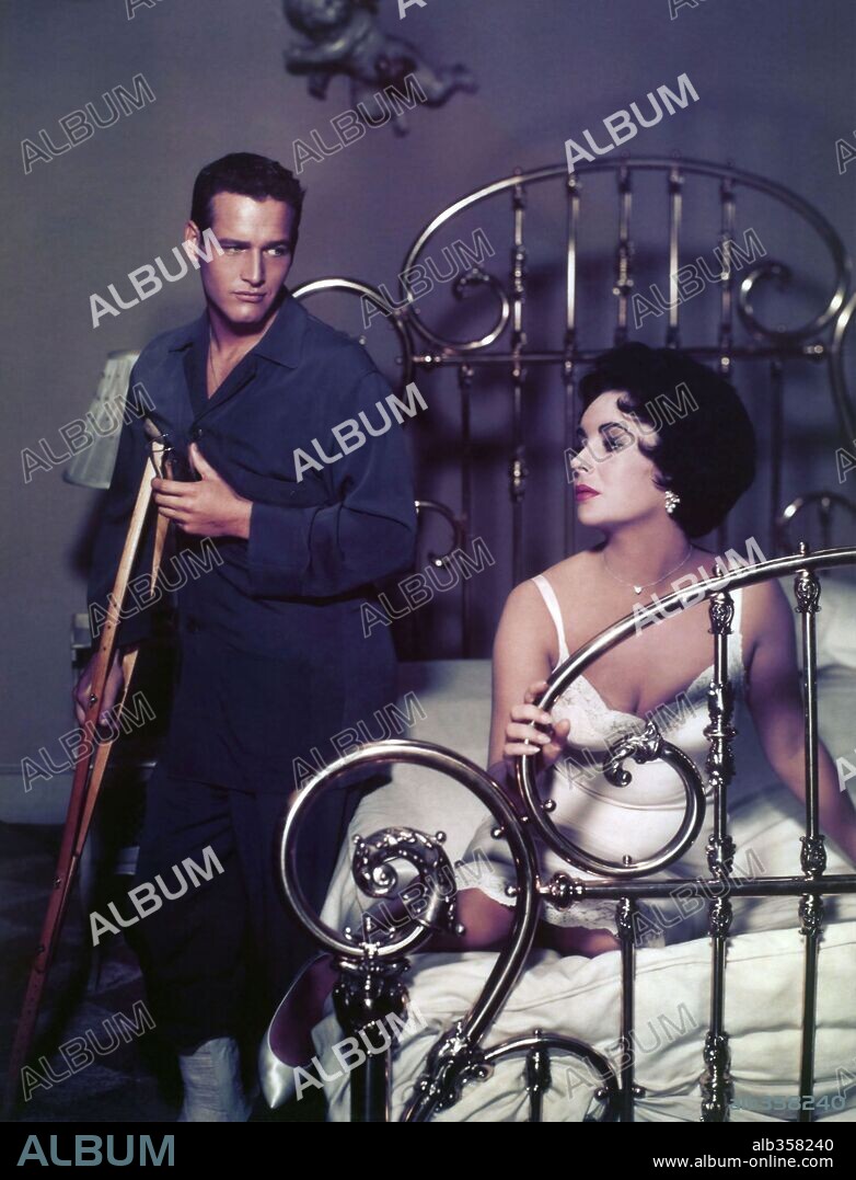 ELIZABETH TAYLOR y PAUL NEWMAN en LA GATA SOBRE EL TEJADO DE ZINC, 1958 (CAT ON A HOT TIN ROOF), dirigida por RICHARD BROOKS. Copyright M.G.M.