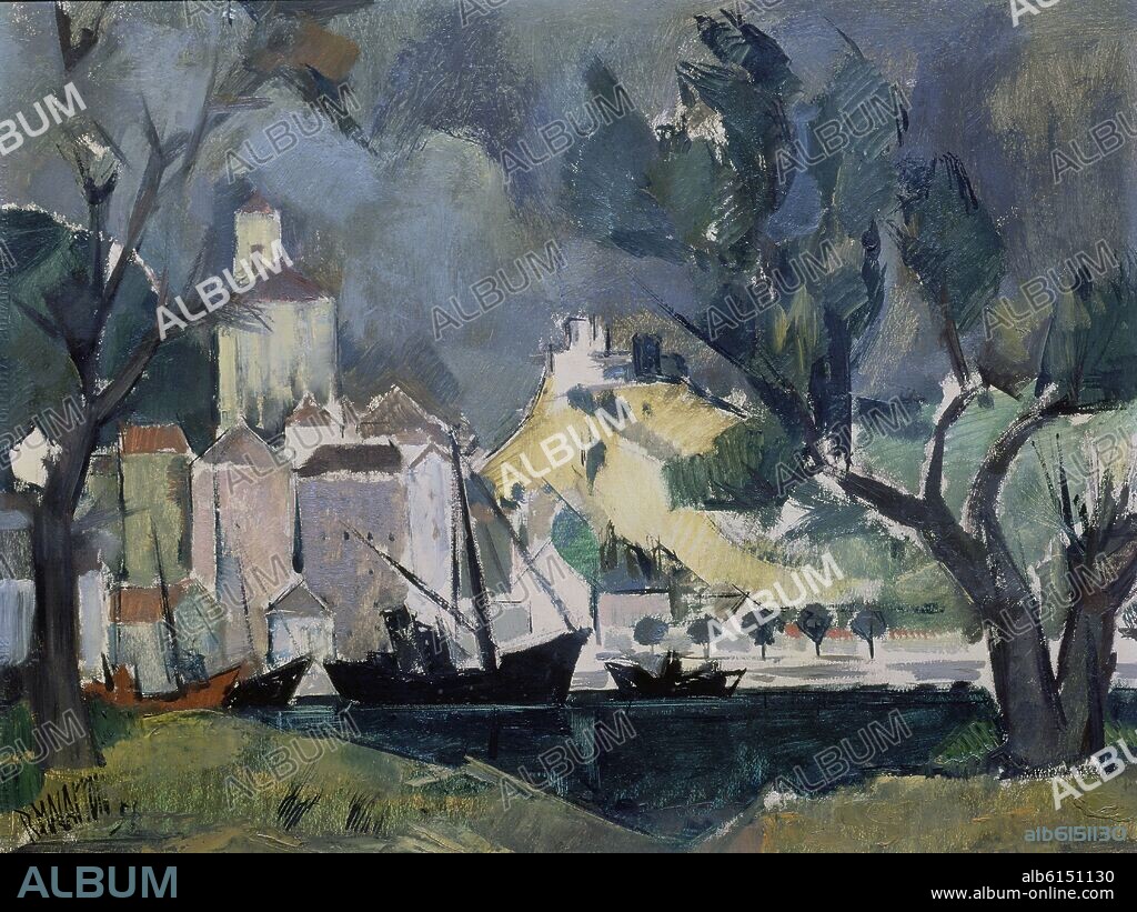 RICARDO MACARRON (1926-2004). PAISAJE - 1958 - 51X55 CM - OLEO.
