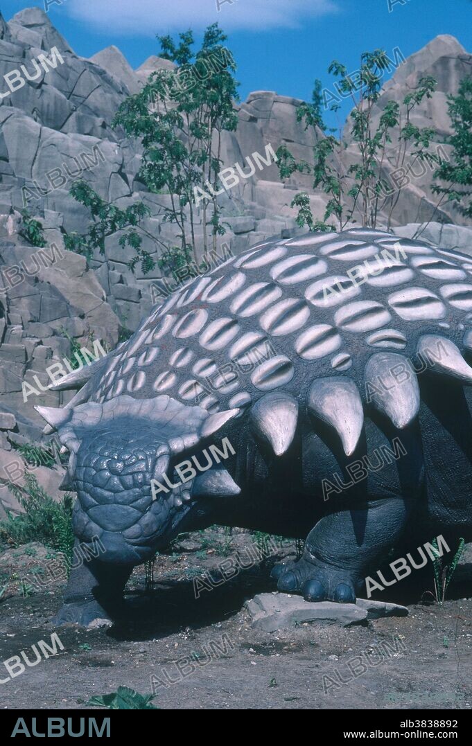 Reconstruction of Ankylosaurus in the Calgary Zoo's Prehistoric Park, Alberta, Canada.