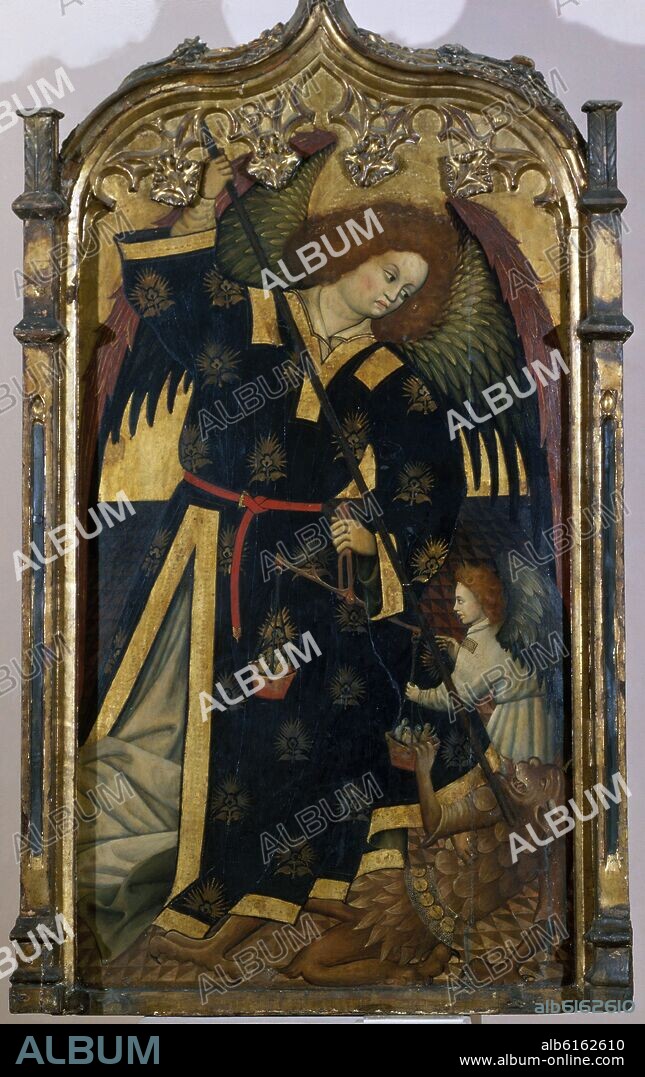 JUAN DE SEVILLA (1425-50) MAESTRO DE SIGÜENZA. SAN MIGUEL ARCANGEL - 1480 - MADERA/TABLA - 149 x 85,5 cm - GOTICO ESPAÑOL.