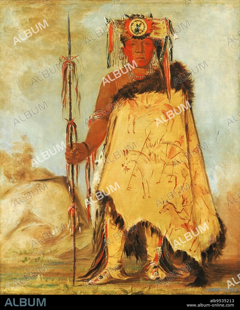 GEORGE CATLIN. La-wée-re-coo-re-shaw-wee, War Chief, a Republican Pawnee. oil on canvas. Date: 1832.