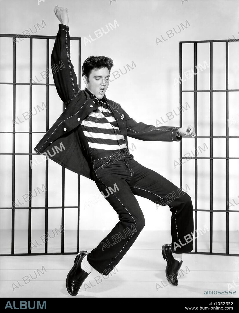 ELVIS PRESLEY in JAILHOUSE ROCK, 1957, directed by RICHARD THORPE. Copyright M.G.M.