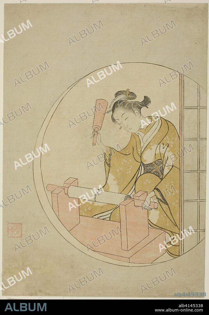 Fulling Cloth. Suzuki Harunobu ?? ??; Japanese, 1725 (?)-1770. Date: 1760-1770. Dimensions: 11 3/8 x 8 1/4 in. Color woodblock print; chuban. Origin: Japan.