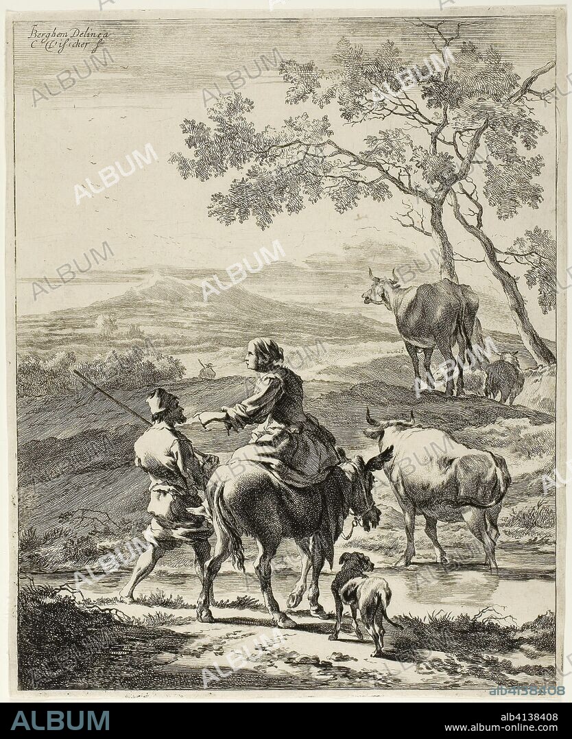 Woman on a Donkey. Cornelis Visscher (Dutch, c. 1629-1658); after Nicolaes Berchem. the Elder (Dutch, 1621/22-1683). Date: 1650-1660. Dimensions: 265 x 213 mm. Engraving on paper. Origin: Holland.
