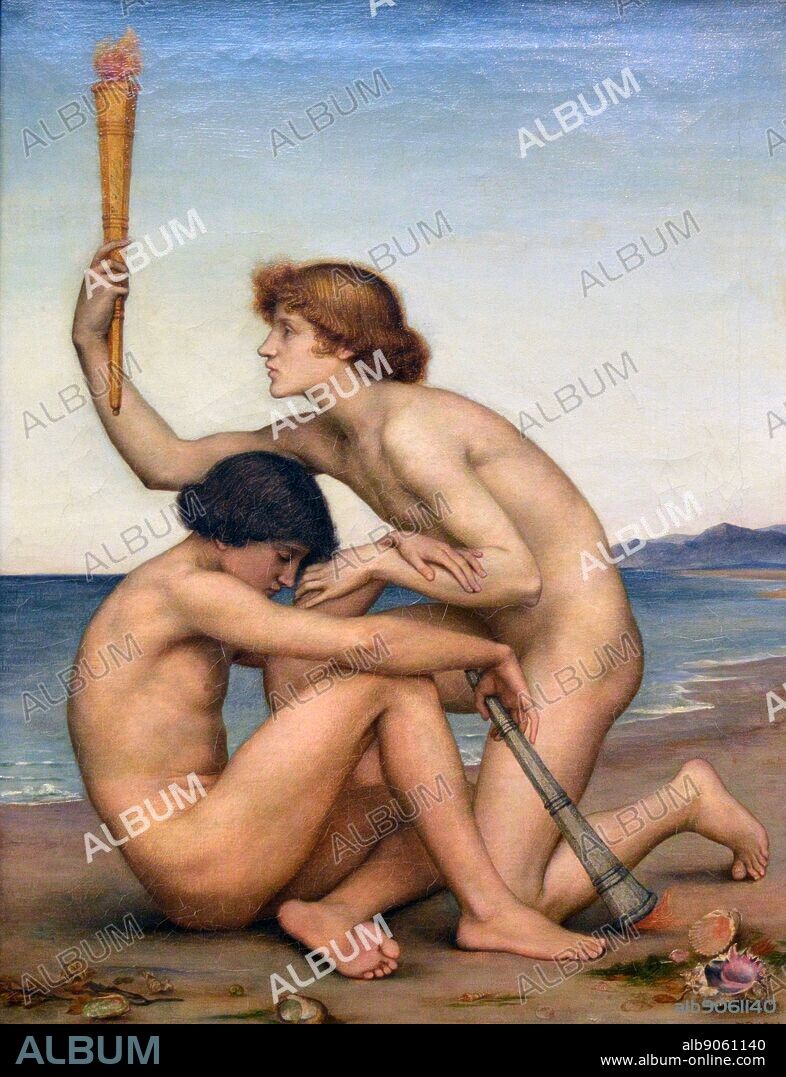 Phosphorus and Hesperus by Evelyn Pickering De Morgan; British artist, 1850 - 1919. painted in 1881. This painting depicts the greek gods Phosphorus and Hesperus. Phosphorus is the planet Venus when it appears as the morning star. Hesperus is the planet Venus when it appears as the evening star.