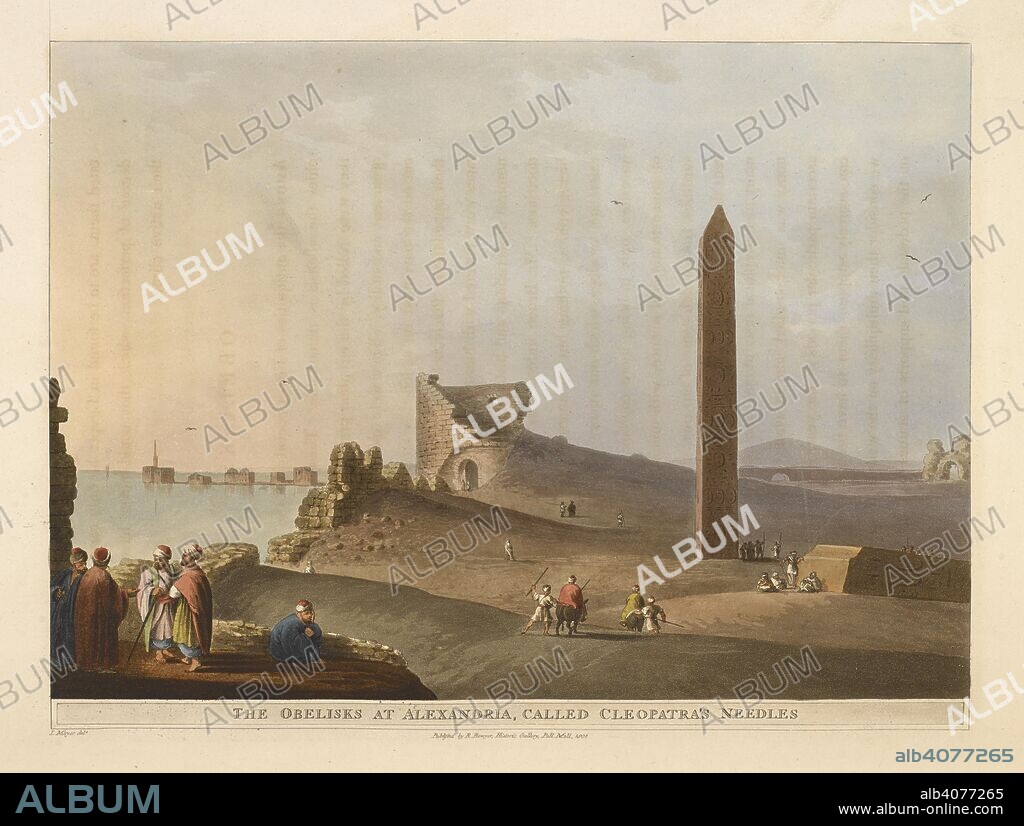 THOMAS MILTON and LUIGI MAYER. The obelisks at Alexandria, commonly called Cleopatra's needles. Views in Egypt, Palestine, and other parts of the Ottoman Empire (from ... drawings ... by L. Mayer, etc.). London, 1804. Source: 762.h.2.(1) plate 11 opposite page 28.