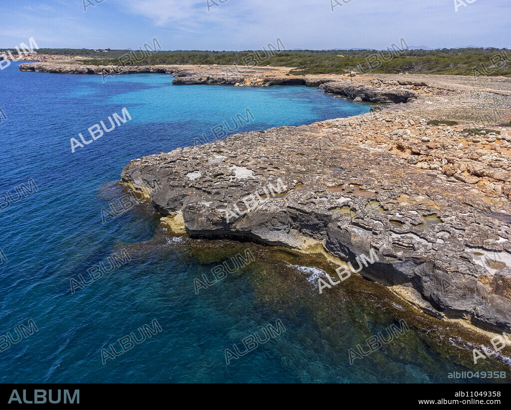 Cala Paias, coastline of Estalella, Llucmajor, protected area, Xarxa Natura 2000 Cap Enderrocat-Cap Blanc, Majorca, Spain.