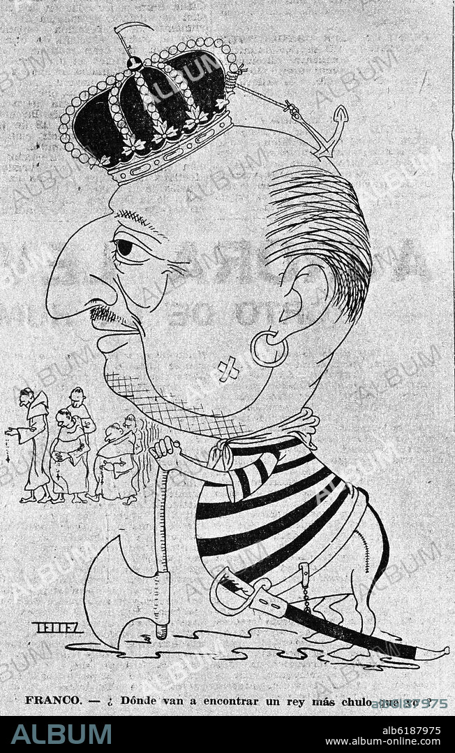 TÉLLEZ. CARICATURA DE FRANCO EN EL SUPLEMENTO LITERARIO DEL NÚMERO 44 DE SOLIDARIDAD OBRERA.