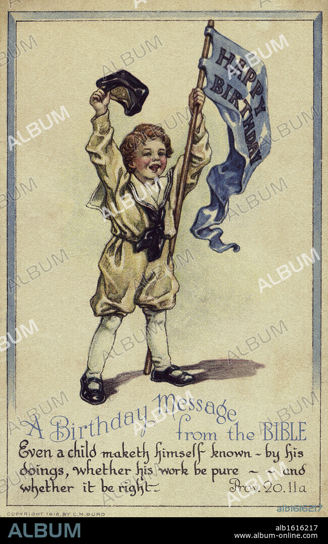 NOSTALGIA CARDS. A Birthday Message from the Bible  1916  Postcard  Private Collection.