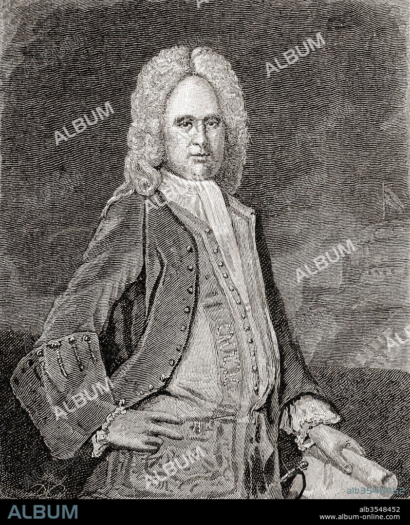 Alexander Spotswood, c. 1676 – 1740. Lieutenant-Colonel in the British Army and a noted Lieutenant Governor of Virginia. From The Century Illustrated Monthly Magazine, published 1884.