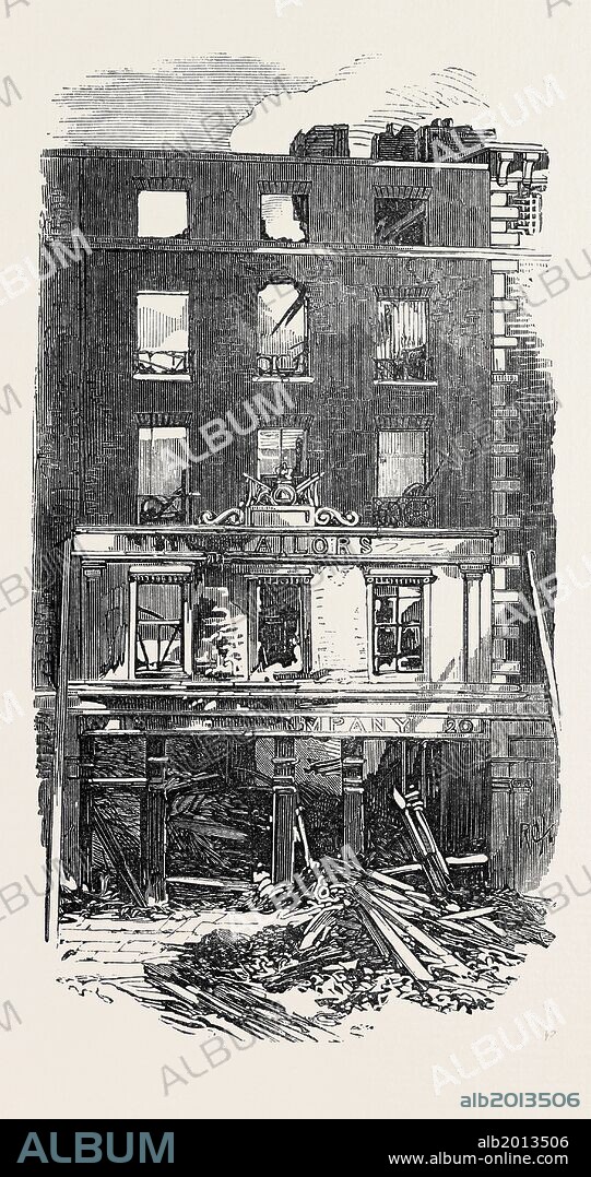 SCENE OF THE FATAL FIRE IN WESTMORELAND STREET, DUBLIN, 1866, IRELAND.