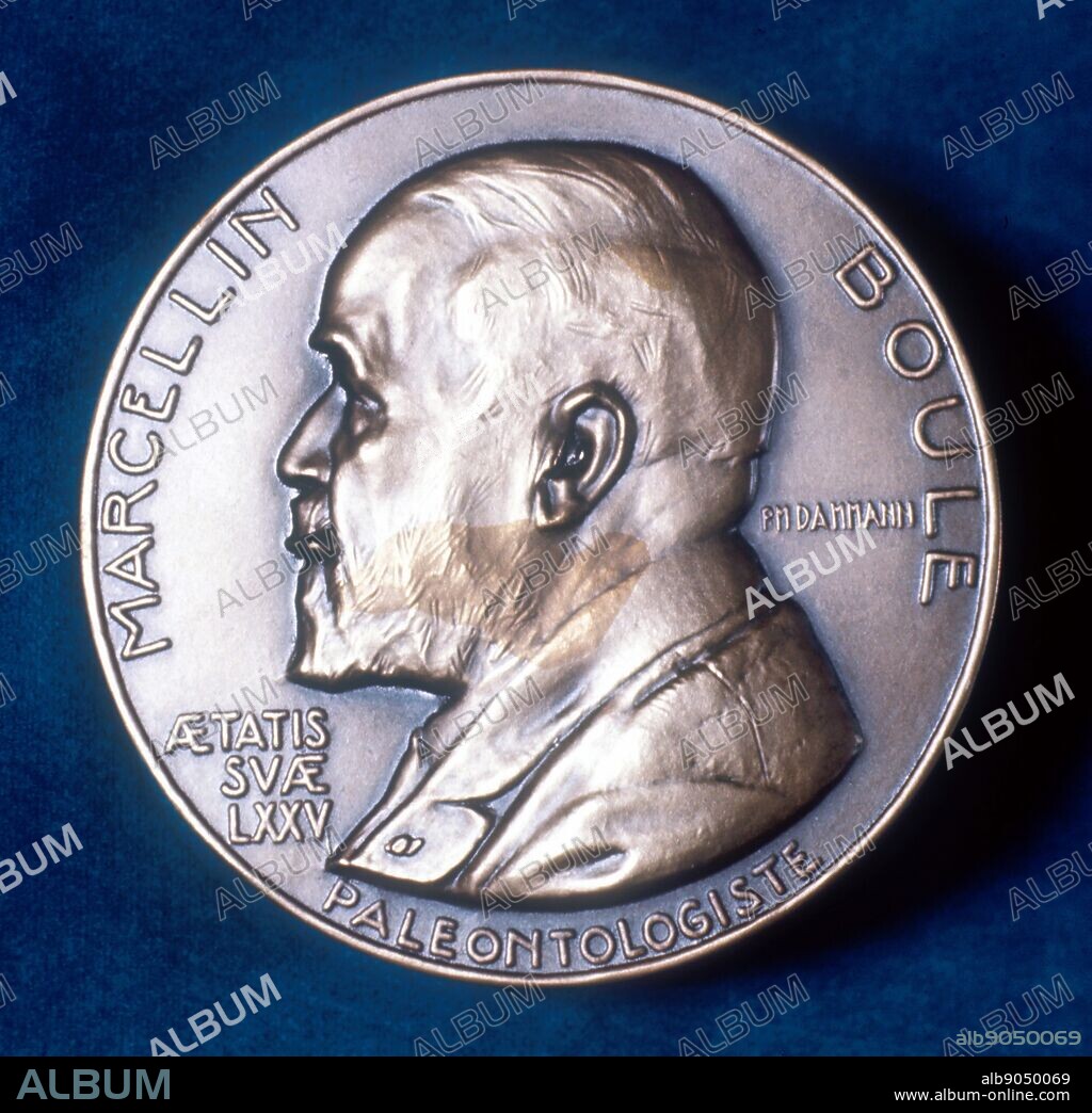 Pierre Marcellin Boule (1861-1942) French paleontologist. First reconstruction of Neanderthal skeleton (1921). Obverse of commemorative medal.