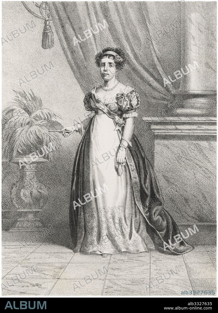 María Isabel de Braganza y Borbón, Maria Isabel de Portugal (1797-1818), segunda esposa del rey de España Fernando VII. Grabado de 1880.